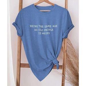 CherryLoom Heather Blue 'Being the Same Age As Old People' Oversize Tee Size L